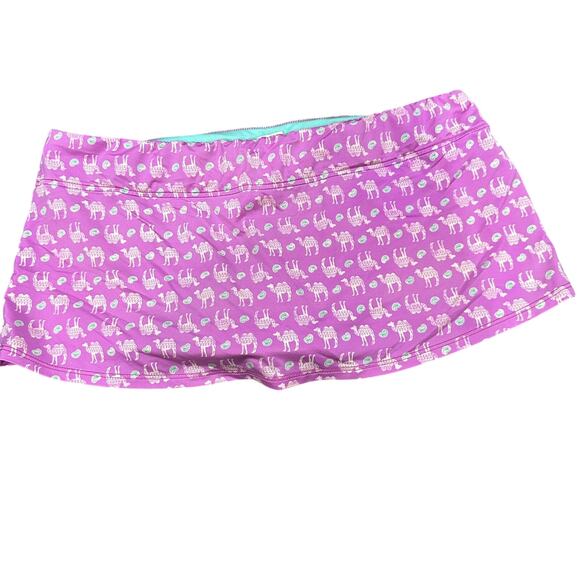 Cremeux Swim Skirt Women Large Purple Green Camel Print Lined Bathing Bottoms - Picture 2 of 6
